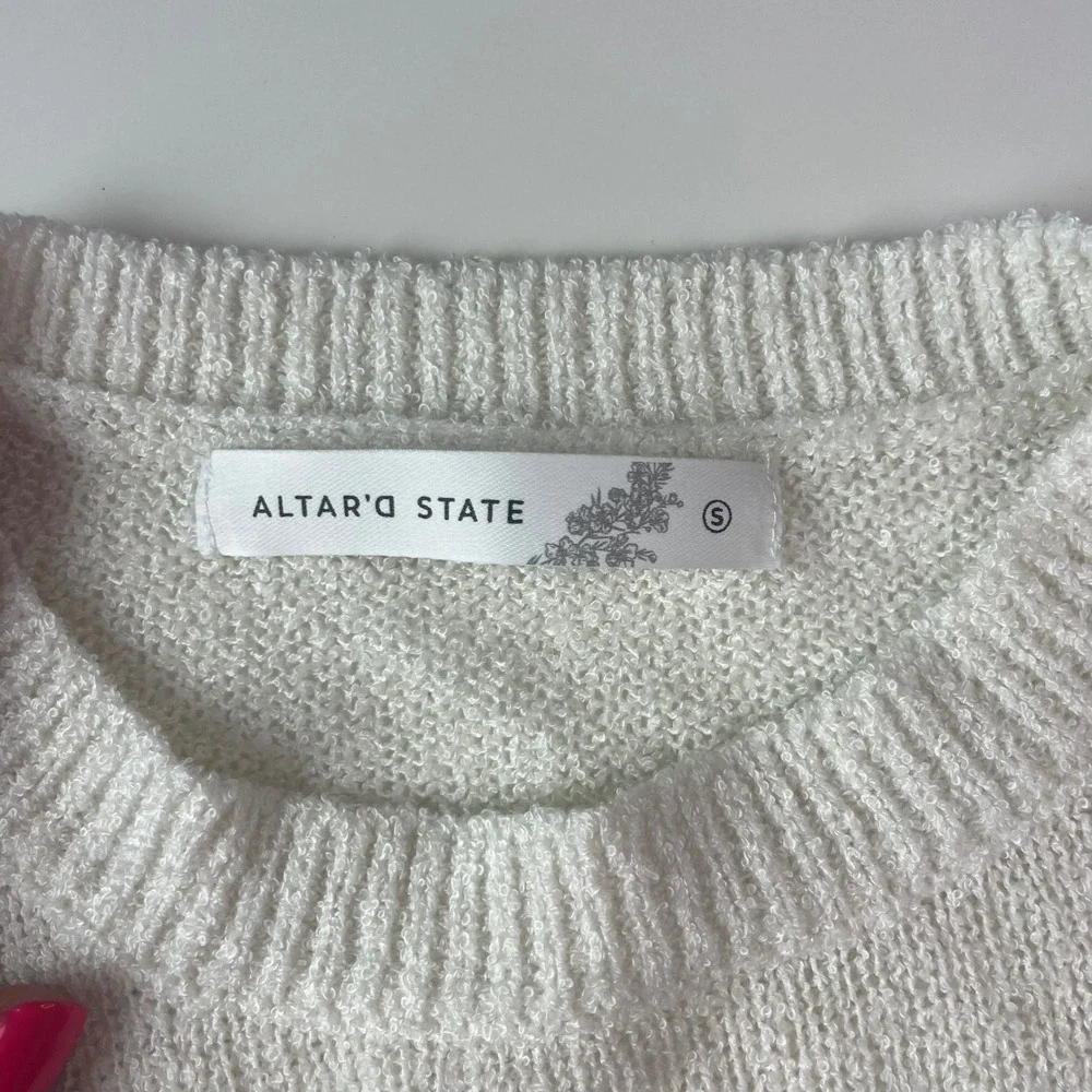 Altar'd State American Flag Cropped Sweater Small White Knit Patriotic JT2024-28 - Picture 9 of 12